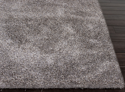 Massiver Teppich aus Wolle und Polyester von Shag in Grau/Elfenbein, „Ama“ – Teppich aus Wolle und Polyester in Massivgrau/Elfenbein von Shag