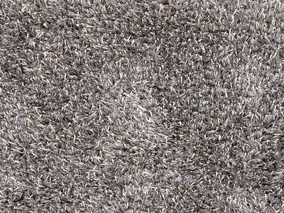Alfombra Shag de lana y poliéster color gris/marfil liso - Alfombra Shag de lana y poliéster color gris liso/marfil