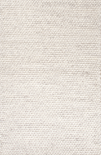 Textured Tone On Ivory Gray Wool, Textured Wool Rug