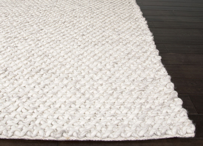 Strukturierter Ton-in-Ton-Teppich aus elfenbeinfarbener/grauer Wolle