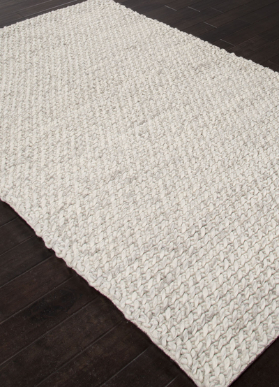 Strukturierter Ton-in-Ton-Teppich aus elfenbeinfarbener/grauer Wolle