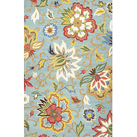 Transitional floral blue/multi wool area rug, 'Sky Medley' - Transitional Floral Light Blue/Multi Wool Area Rug