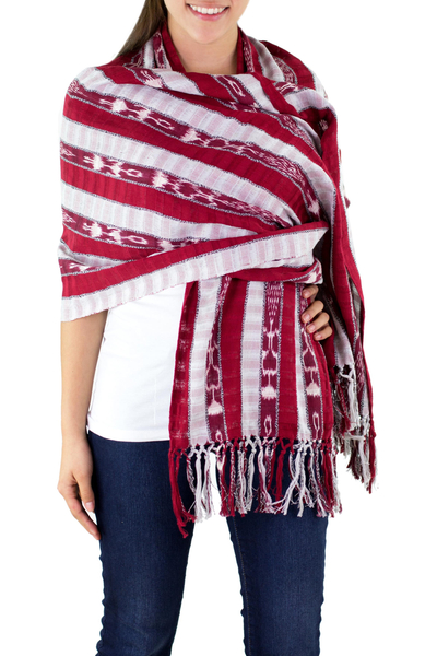 Cotton shawl, 'Tradition' - Handwoven Shawl from Guatemalan Womens Collective 
