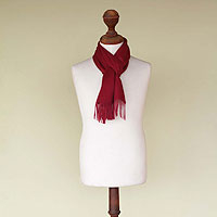 Men's 100% alpaca scarf, 'Cherry Red' - Baby Alpaca Warm Soft Winter Scarf