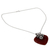 Carnelian heart necklace, 'Love Declared' - Carnelian and Sterling Silver Heart and Flowers Pendant Neck (image 2b) thumbail