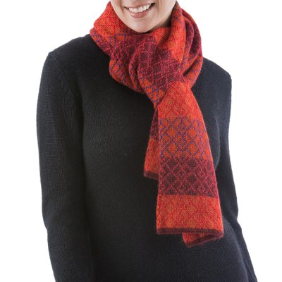 100% alpaca scarf, 'Andean Diamonds' - Alpaca scarf