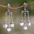 Cultured pearl chandelier earrings, 'Trinity in White' - Sterling Silver with Cultured Pearls Chandelier Earrings   (image 2) thumbail