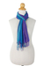 Silk scarves, 'Cool Stream' (pair) - Handmade Blue and Purple  Open Weave Silk Scarves  (image 2c) thumbail