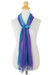Silk scarves, 'Cool Stream' (pair) - Handmade Blue and Purple  Open Weave Silk Scarves  (image 2d) thumbail