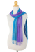 Silk scarves, 'Cool Stream' (pair) - Handmade Blue and Purple  Open Weave Silk Scarves  (image 2e) thumbail
