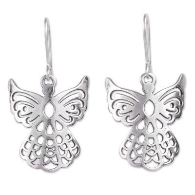 Sterling silver dangle earrings, 'Cajamarca Angels' - Sterling Silver Openwork Design Dangle Earrings