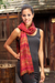 Silk scarf, 'Crimson Wilderness' - Unique Silk Scarf from Thailand (image 2b) thumbail