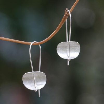 Sterling silver drop earrings, 'Urban Minimalism' - Modern Sterling Silver Earrings