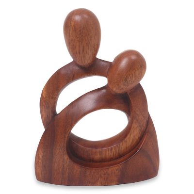 Wood sculpture, 'Eternity of Love' - Romantic Wood Sculpture