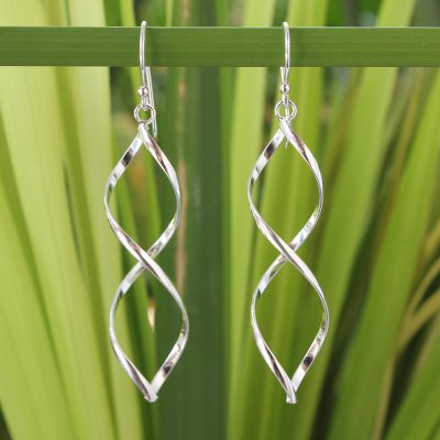 Sterling silver dangle earrings, 'Infinito' - Modern Sterling Silver Dangle Earrings from Thailand