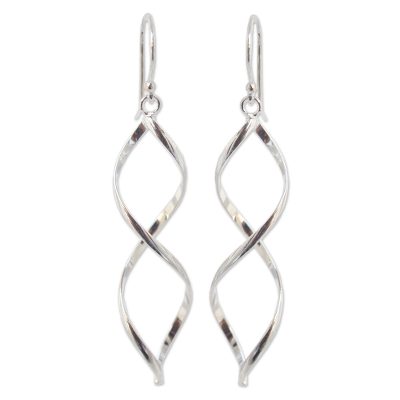 Sterling silver dangle earrings, 'Infinito' - Modern Sterling Silver Dangle Earrings from Thailand