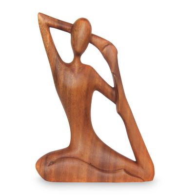 Wood sculpture, 'Yoga Pose' - Wood Yoga Sculpture from Indonesia