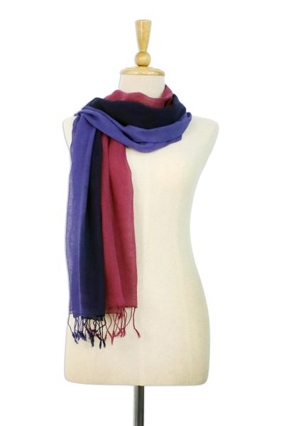 Cotton scarves, 'Colors of Experience' (pair) - Cotton Scarf set