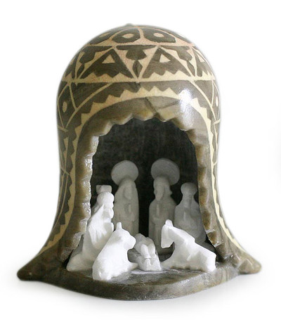 Stone sculpture, 'Andean Highlands Nativity' - Stone Nativity Sculpture