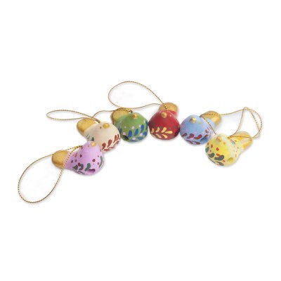 Ceramic ornaments, 'Christmas Messengers' (set of 6) - Ceramic Bird Ornaments