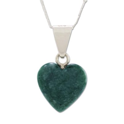 Jade heart necklace, 'Love Immemorial' - Jade Heart Pendant Necklace