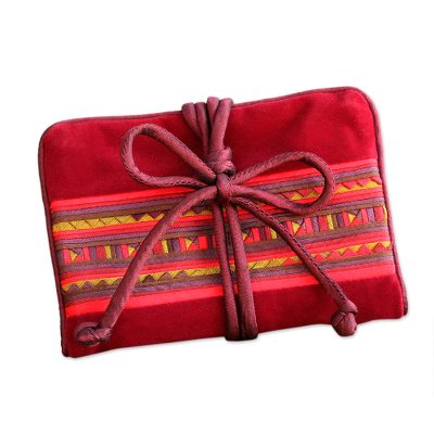 Cotton blend jewelry roll, 'Lisu Classic' - Cotton Blend Jewelry Roll