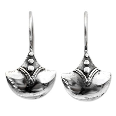 Sterling silver drop earrings, 'Modern Romantic' - Unique Sterling Silver Drop Earrings