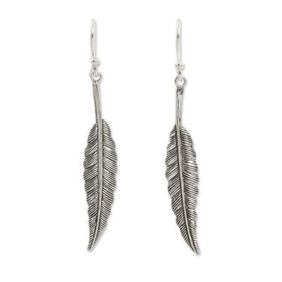 Sterling silver dangle earrings, 'Flight' - Unique Sterling Silver Dangle Earrings