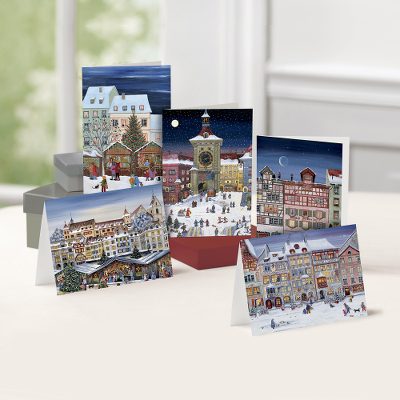 Unicef Charity Christmas Cards (Set of 10), 'Snowy Towns' - Unicef Charity Christmas Cards (Set of 10)