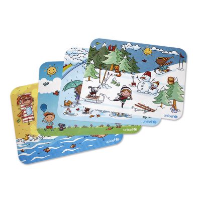 UNICEF placemats, 'Fun Through the Seasons' (set of 4) - UNICEF Fun Children's Placemats (Set of 4)