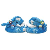 UNICEF baby slippers, 'Plush Pal' (blue) - Blue Plush UNICEF Baby Slippers with Gift Box 
