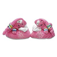 UNICEF baby slippers, 'Plush Pal' (pink) - Pink Plush UNICEF Baby Slippers with Gift Box 