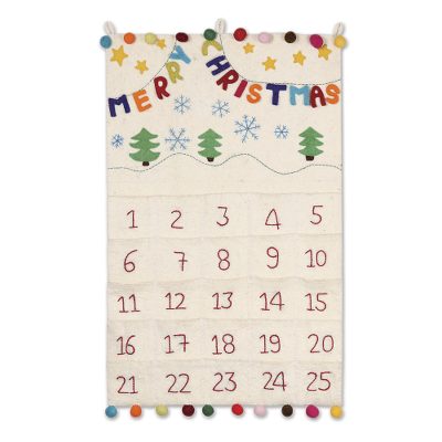 Wool Advent Calendar 'Countdown' - Artisan Crafted Wool Felt Advent Calendar
