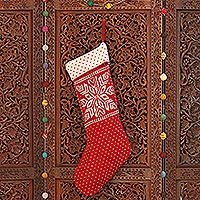 Knit stocking, 'Snowflake Charm'