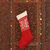 Knit stocking, 'Snowflake Charm' - Snowflake Pattern Knit Stocking in Poppy from India (image 2) thumbail