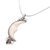 Garnet and bone pendant necklace, 'Crescent Moon' - Garnet and Bone Crescent Moon Pendant Necklace from Bali (image 2a) thumbail