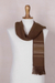Men's alpaca blend scarf, 'Andean Clouds in Brown' - Men's Artisan Crafted Woven Brown Alpaca Blend Scarf (image 2d) thumbail