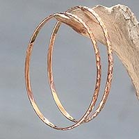Rose gold plated bangles, 'Rose Gold Mosaic' (pair) - Women's Gold Plated Silver Bangle Bracelets from Bali (Pair)