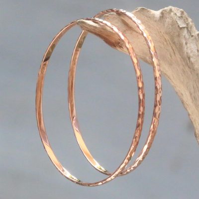 Rose gold plated bangles, 'Rose Gold Mosaic' (pair) - Women's Gold Plated Silver Bangle Bracelets from Bali (Pair)
