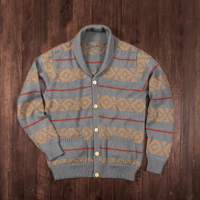 Men's 100% alpaca cardigan, 'Chakana Traveler' - Gray Men's 100% Alpaca Cardigan from Peru