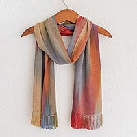 Rayon chenille scarf, 'Solola Afternoon'