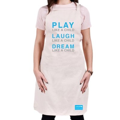 Unicef slogan apron 'Play, Laugh, Dream' - Play, Laugh, Dream Cotton Apron