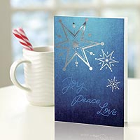 UNICEF holiday greeting cards, 'Peace Among the Stars' (set of 10) - UNICEF Blue Star Holiday Greeting Cards (Set of 10)