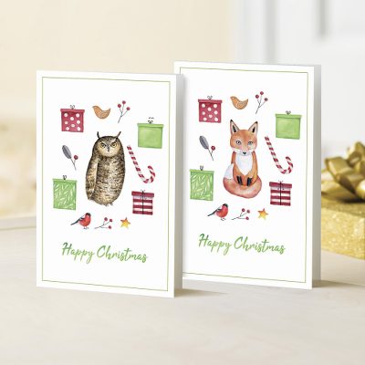 UNICEF holiday greeting cards, 'The Owl and the Fox' (set of 10) - UNICEF Owl and Fox Holiday Cards (Set of 10)