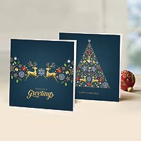 UNICEF holiday greeting cards, 'A Golden Touch' (set of 10) - UNICEF Holiday Cards Boxed Set of 10