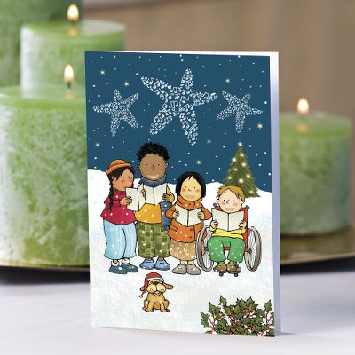 UNICEF holiday greeting cards, 'We Wish You a Merry Christmas...' (set of 10) - UNICEF Caroling Children Holiday Cards (Set of 10)
