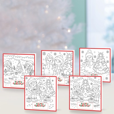 Unicef Christmas cards, 'Colouring Christmas' (set of 10) - Unicef Christmas Personalised Colouring Cards (Set of 10)