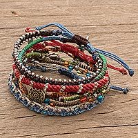 Glass beaded macrame bracelets, 'Colorful Stories' (set of 7) - Colorful Glass Beaded Macrame Bracelets (Set of 7)