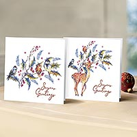 UNICEF Christmas greeting cards, 'Woodland Berries' (pack of 10) - UNICEF Deer-Themed Christmas cards (pack of 10)