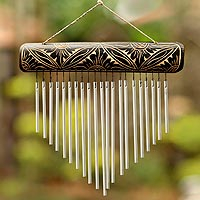 Bamboo and aluminum wind chimes, 'Melodic Dance' - Handcrafted Bamboo and Aluminum Wind Chimes from Bali